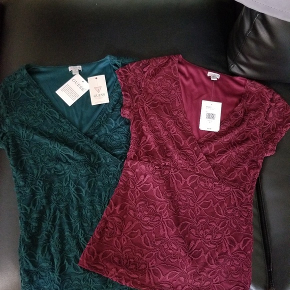 ๐ 2 GUESS Factory Surplice Lace Tops - Picture 3 of 5